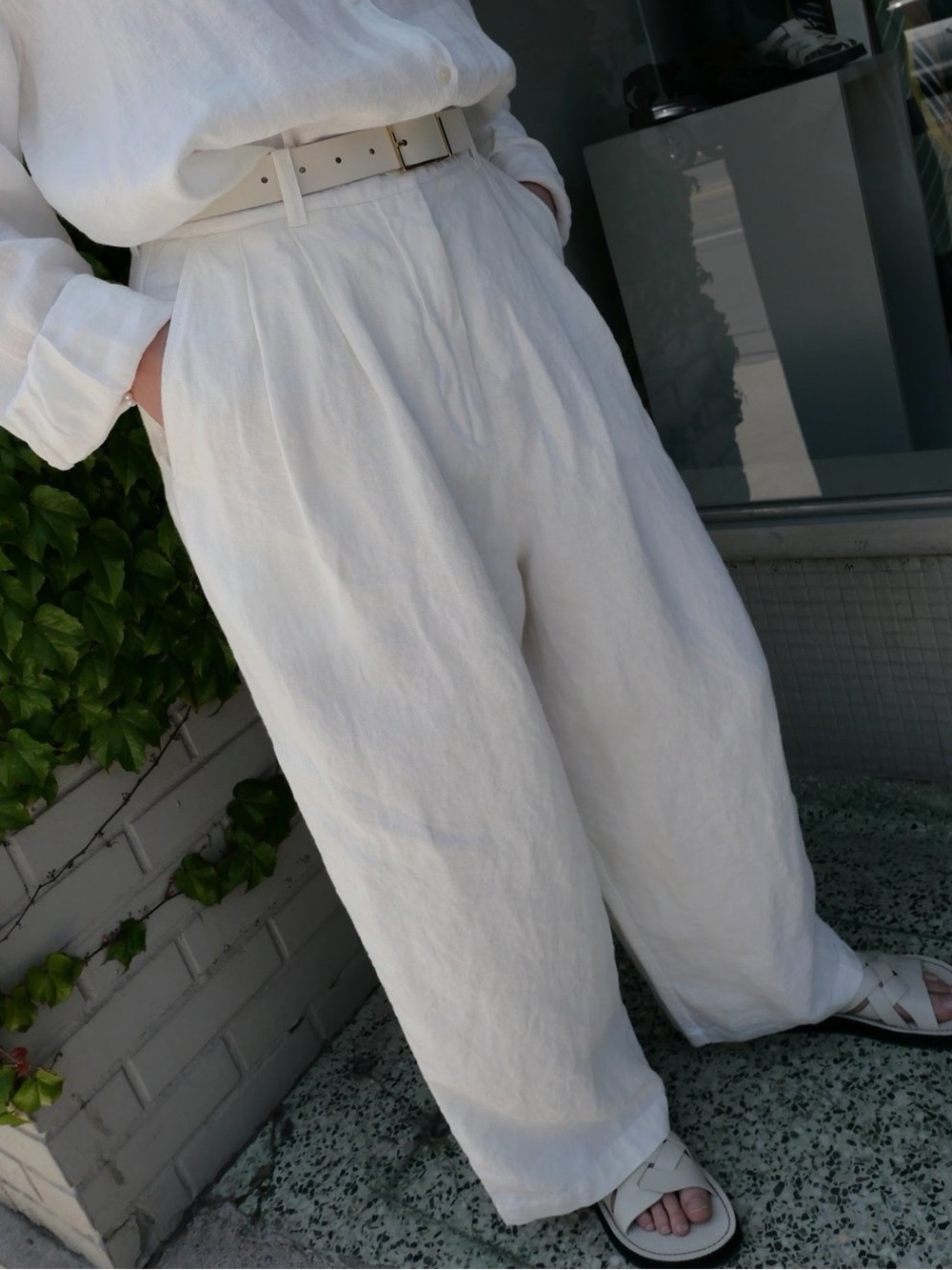 Shaina Mote Linen Boy Trousers in Salt